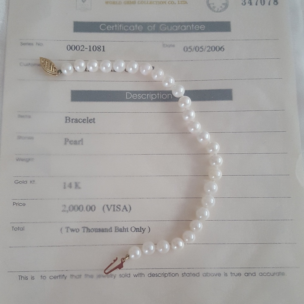 14k Gold 6mm Saltwater Akoya Pearl 7" Bracelet
